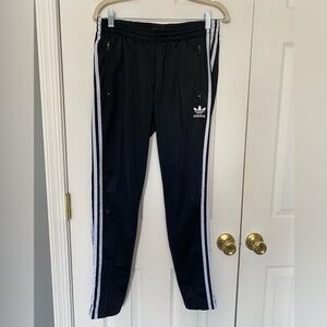Adidas Climalite Women's‎ Track Pants Three Stripes Black White Ankle Zip Sz M